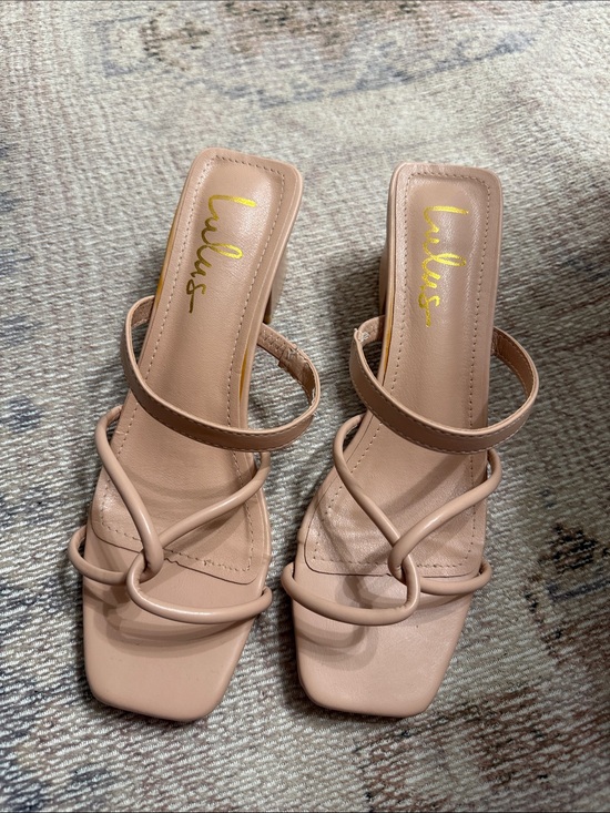Lulus Shoes - Lulu's Blush Nude Strappy Square-Toe Heeled Sandals